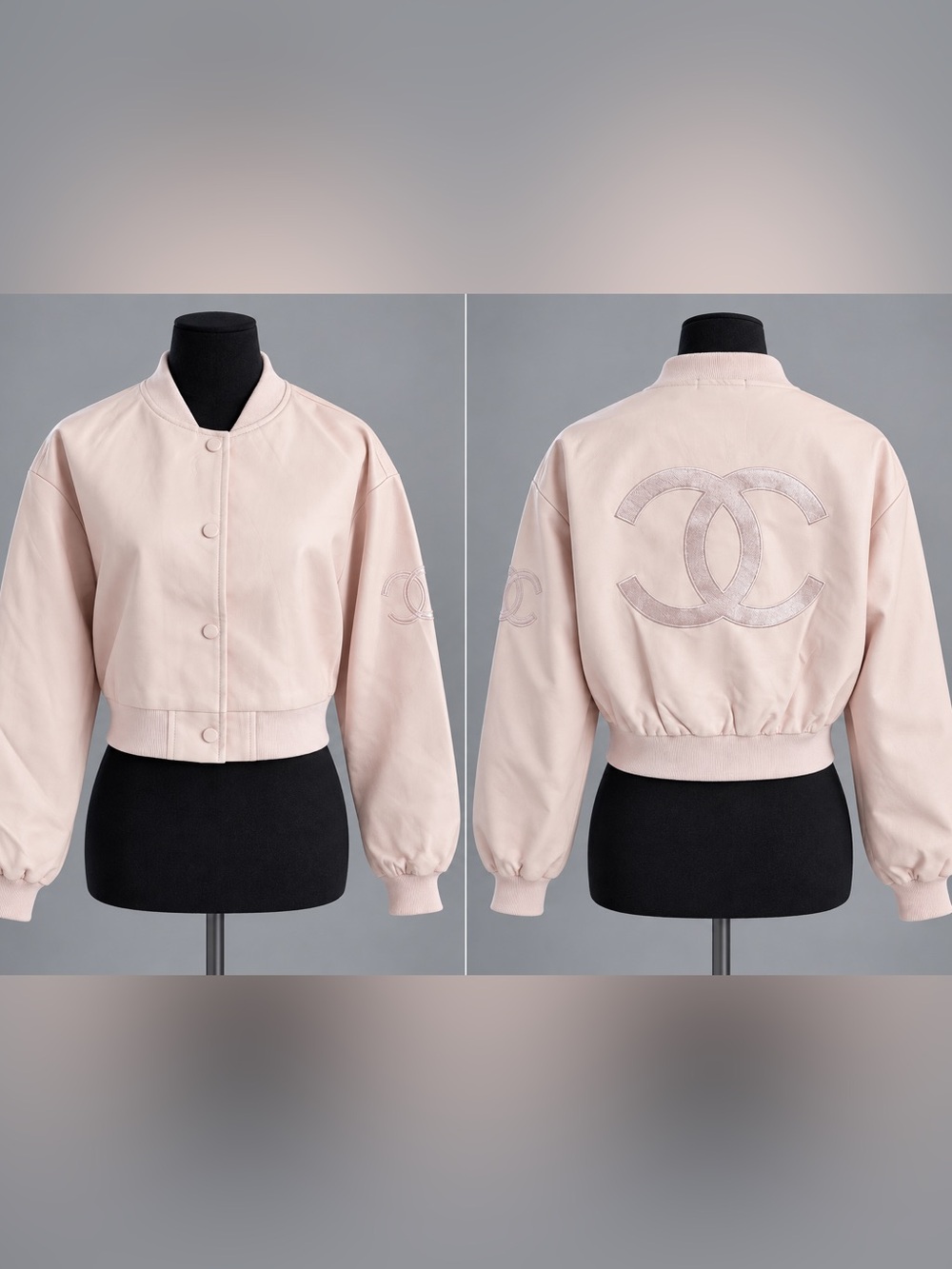 Light Pink Cropped Bomber Jacket size S